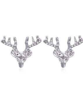 Minimalist Silver Deer Antlers Dainty Stud Earrings New